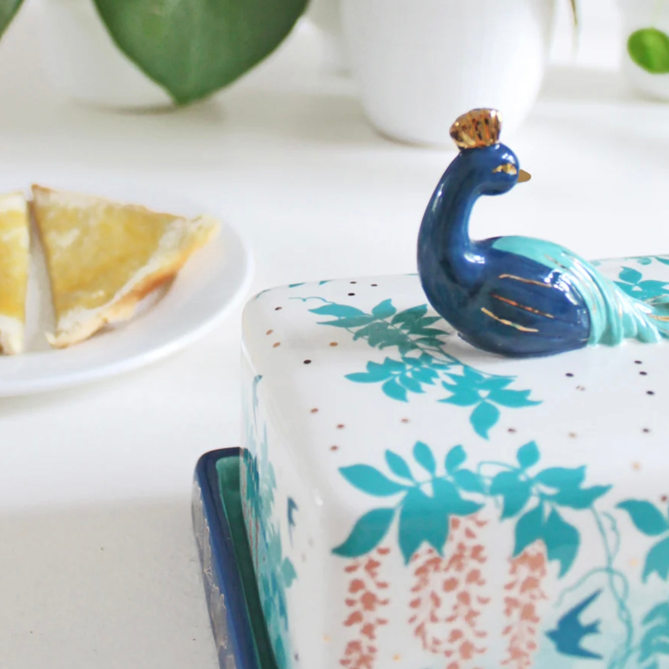 Luxe Peacock Butter Dish