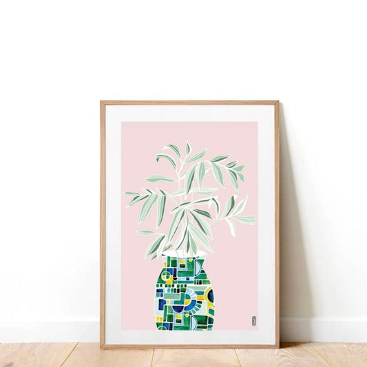 Vase and Leaves A3 Print
