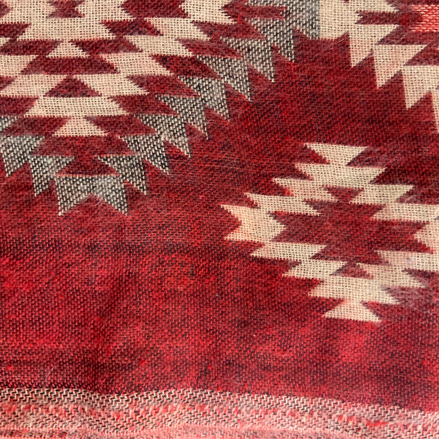 Red or Cream Reversible Blanket Scarf