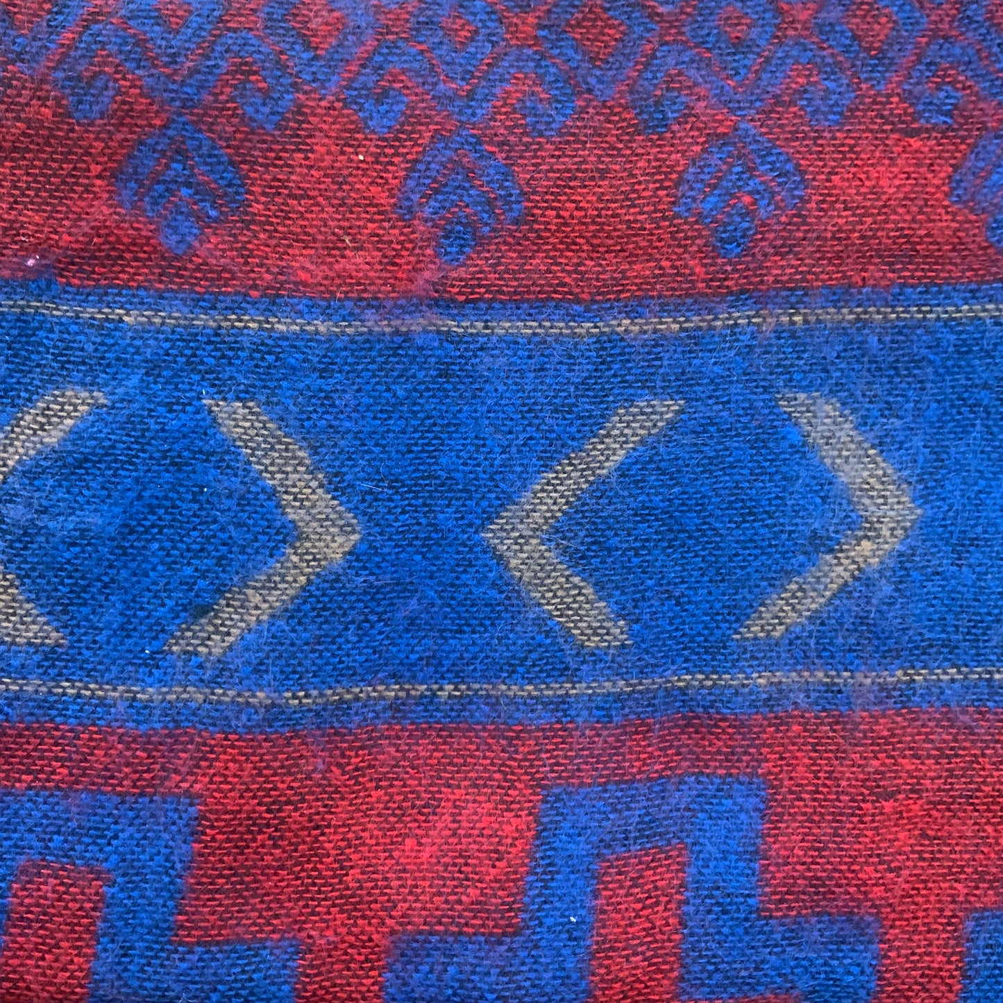 Blue and Red Assymetrical Print Blanket
