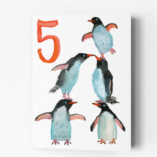 Penguin Age 5 Card