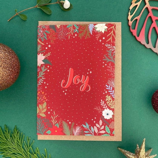 Joy Red Christmas Card