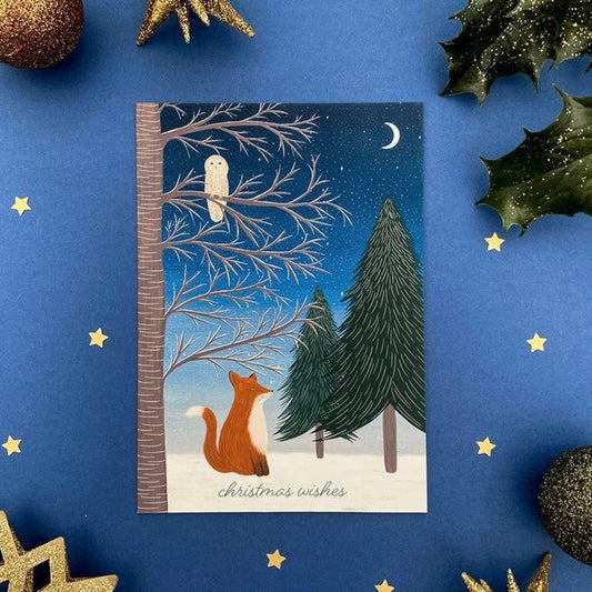 Christmas Wishes, Fox and Owl Card