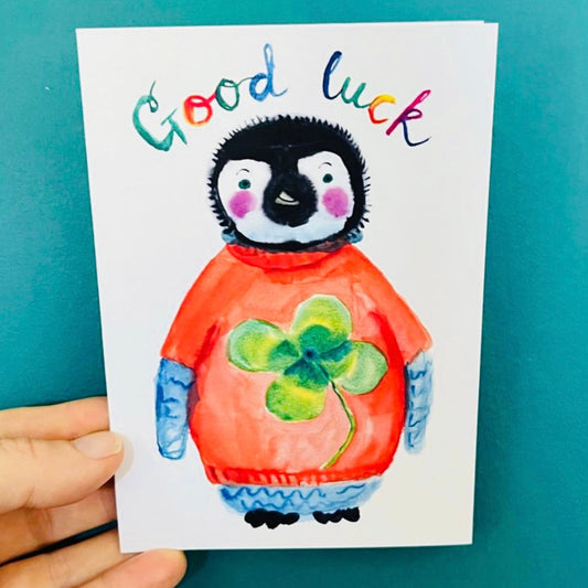 Penguin Good Luck Card