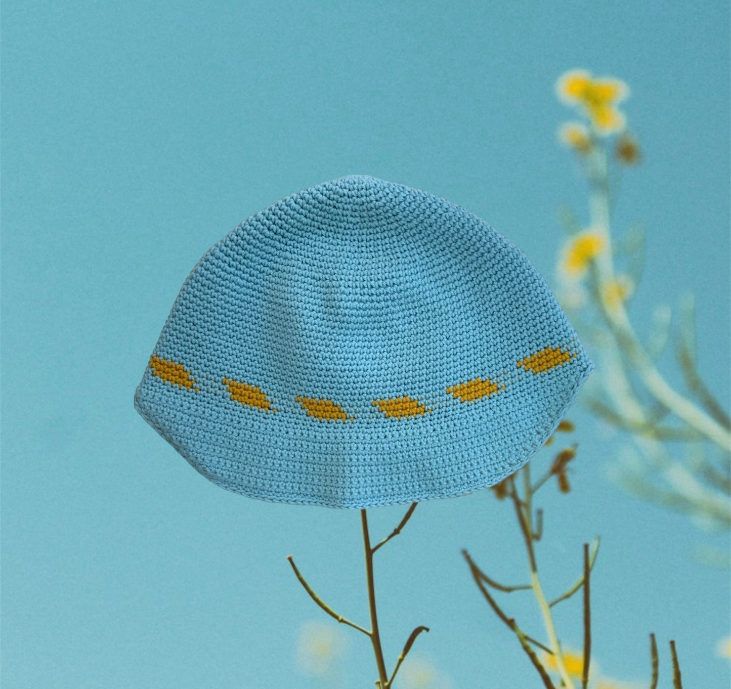 Light Blue and Yellow Cotton Hat