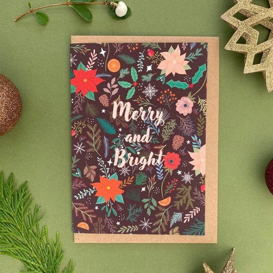 Merry and Bright Foliage Christmas Card