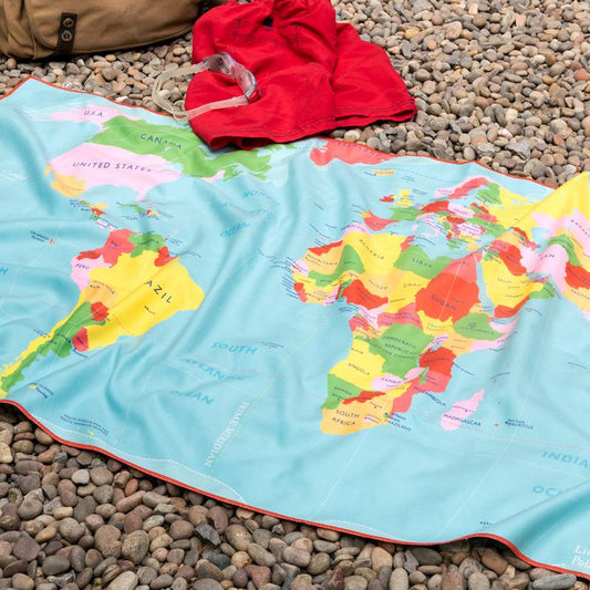 World Map Microfibre Travel Towel