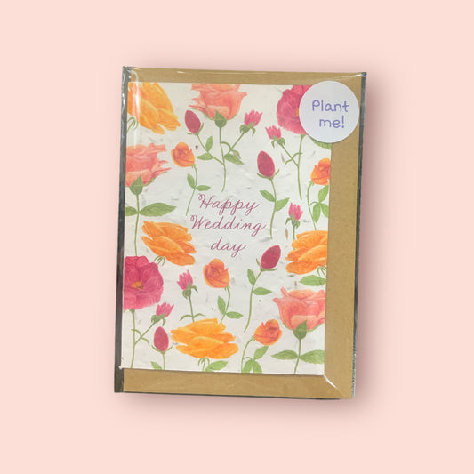 Plantable Happy Wedding Day Roses Card