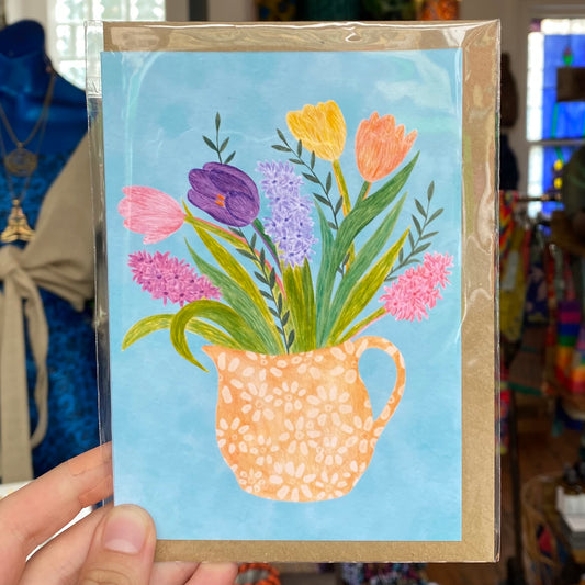 Blue Spring Vase Card