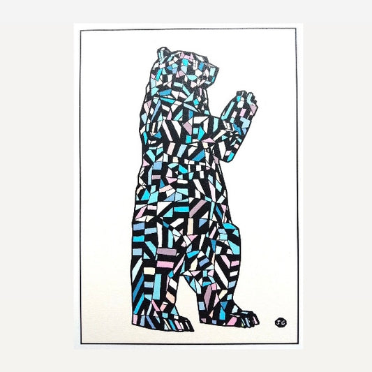 Ursa Bear Pink and Blue A4 Print