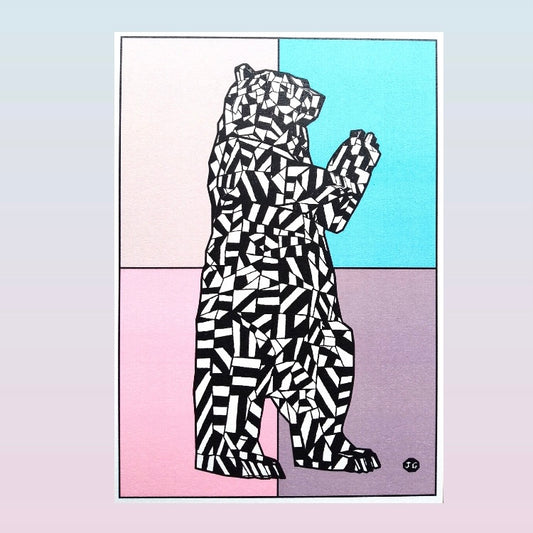Ursa Bear Card Pink and Blue