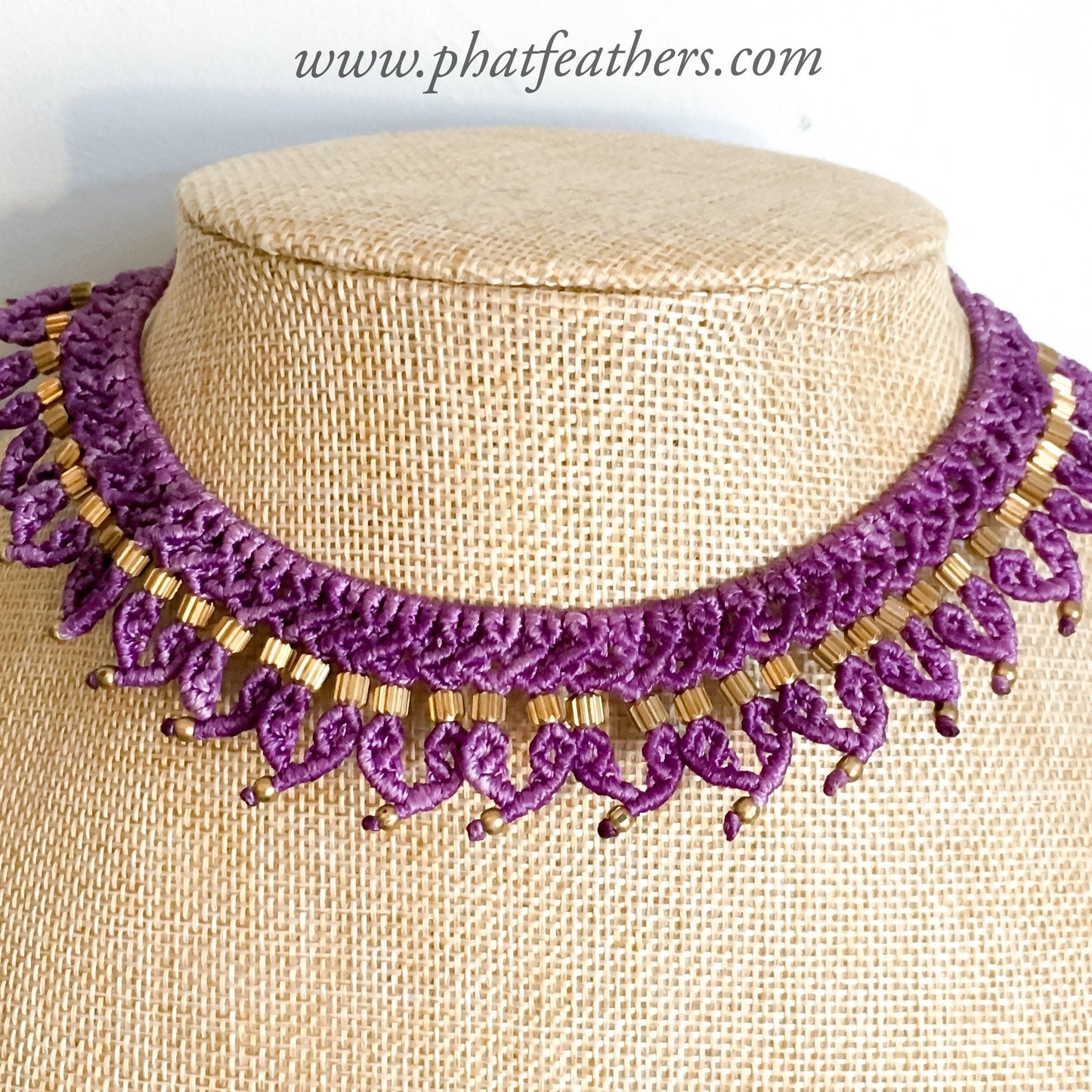 Macrame Choker Necklace - Light Purple