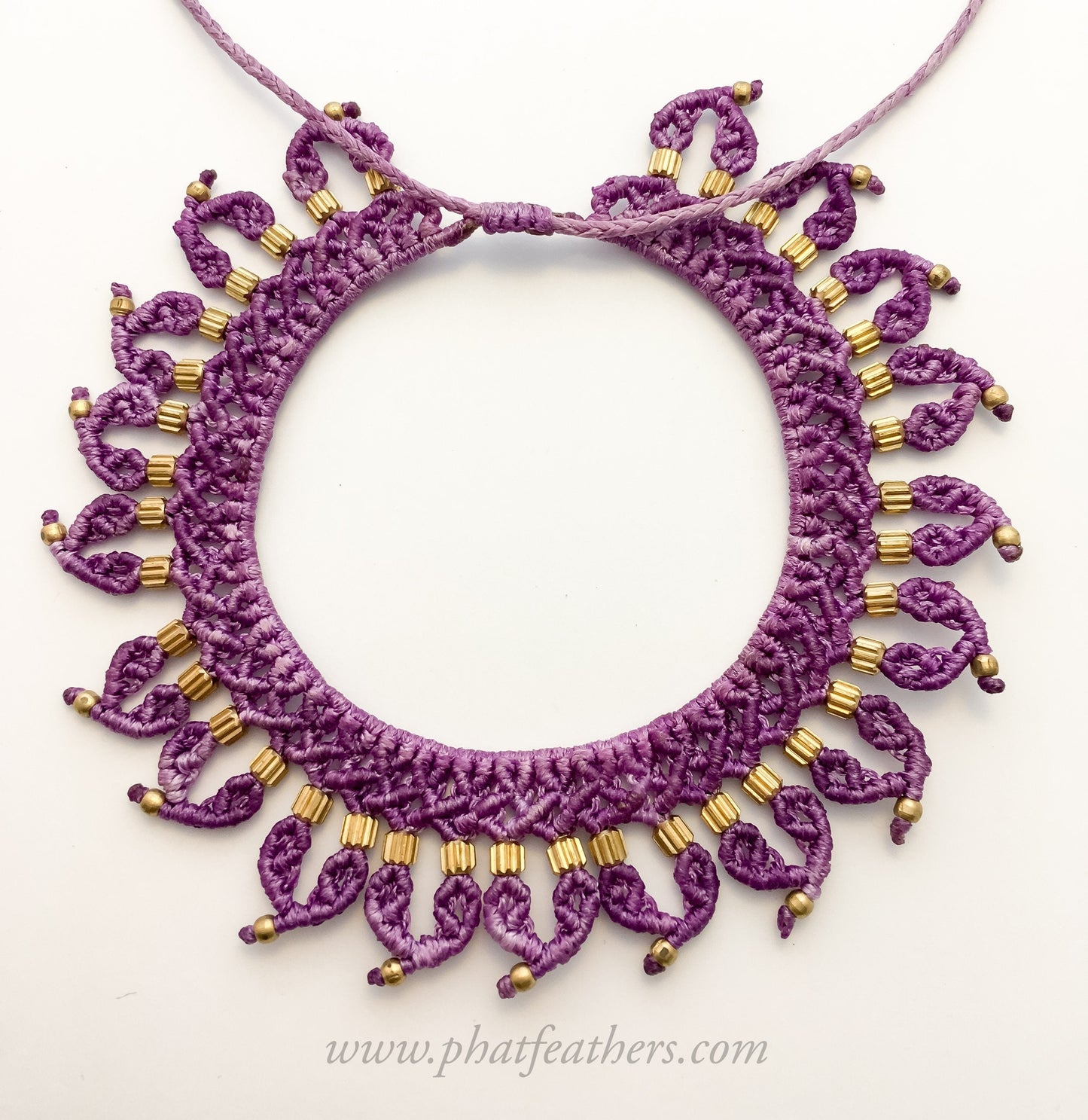 Macrame Choker Necklace - Light Purple