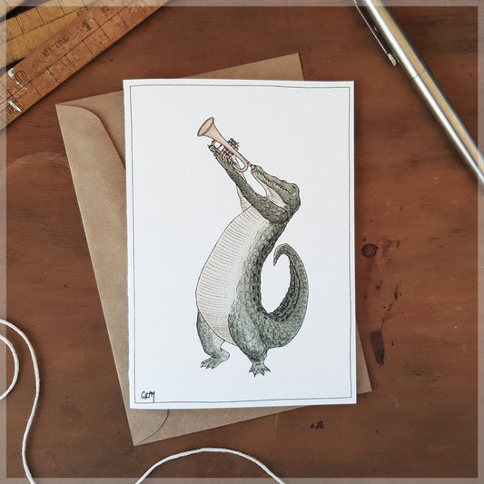 The Crocodile and His Trumpet Card