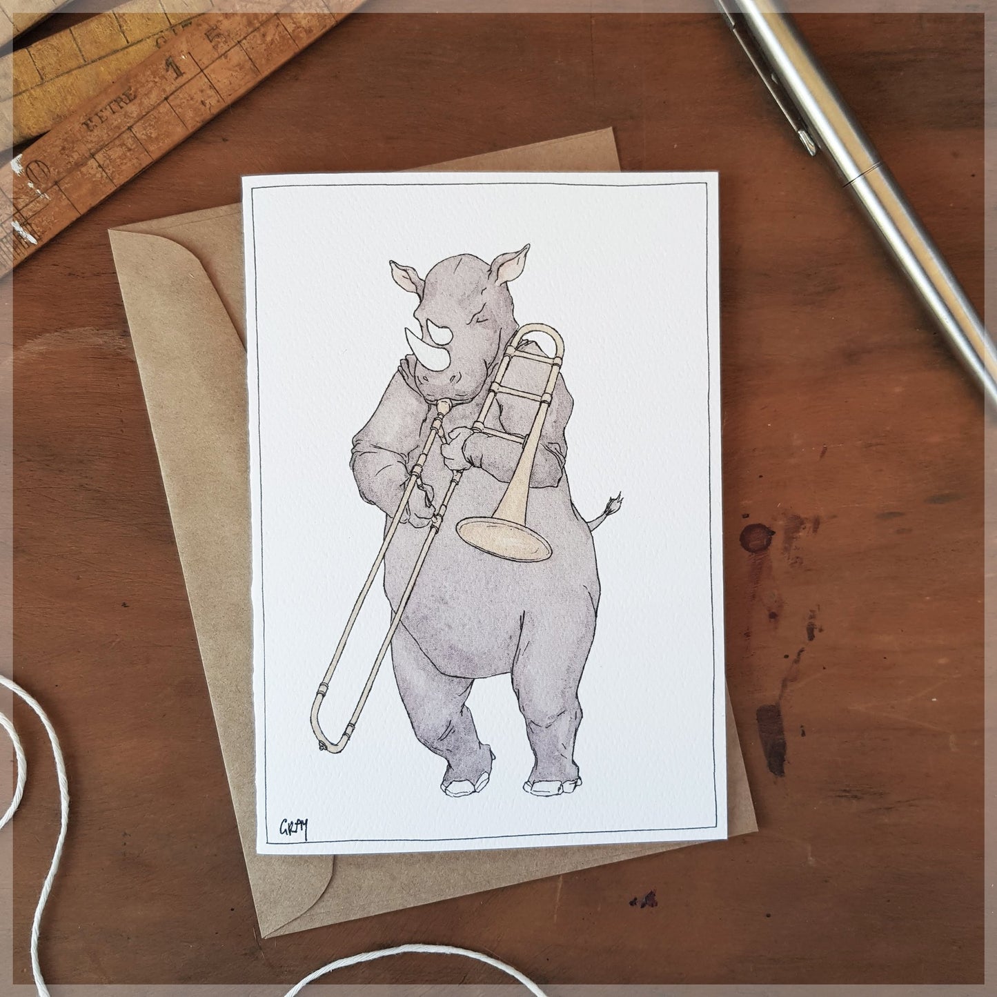 The Rhino and His Trombone Card