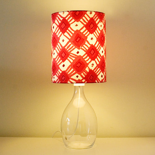 Lampshade Red & White hand printed