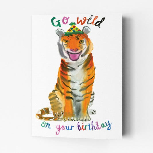 tiger with party hat  