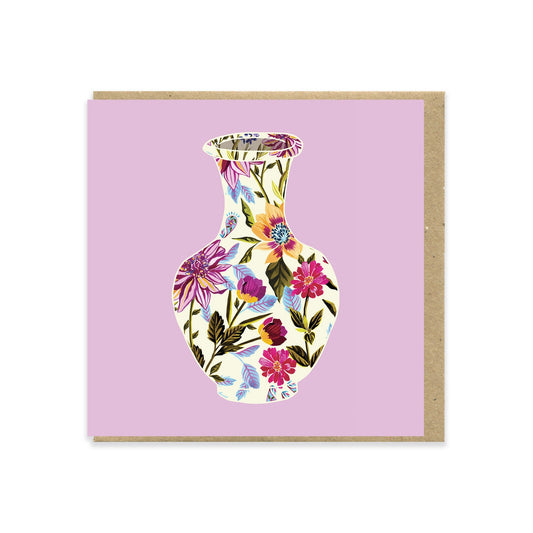 Pink Floral Vase Card
