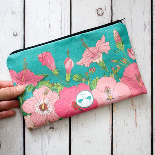 Pink Hibiscus flower Zip Bag