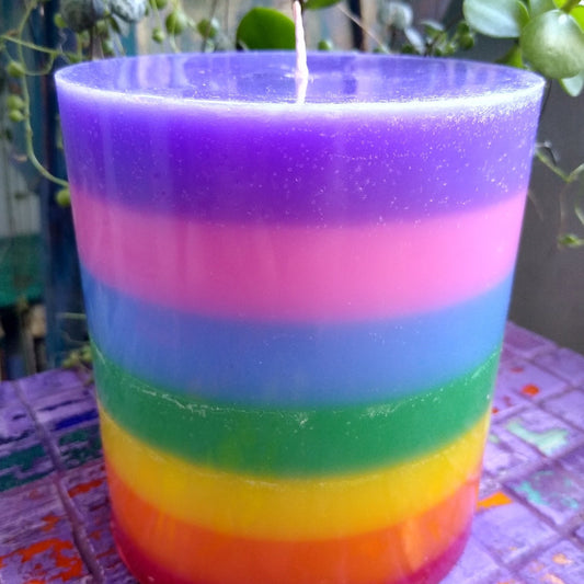 Rainbow Candle Wide Round