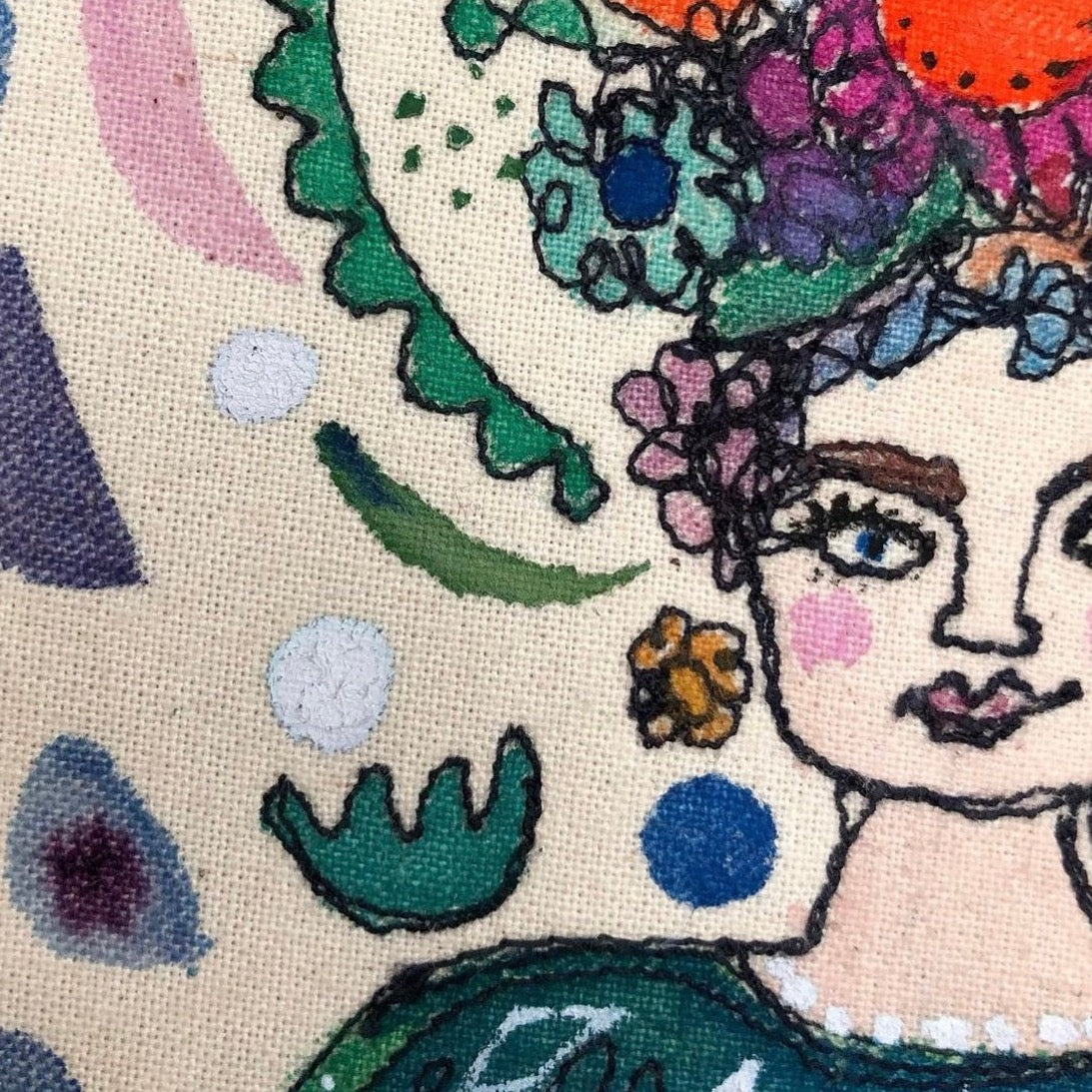 Green Poncho Portrait Embroideries
