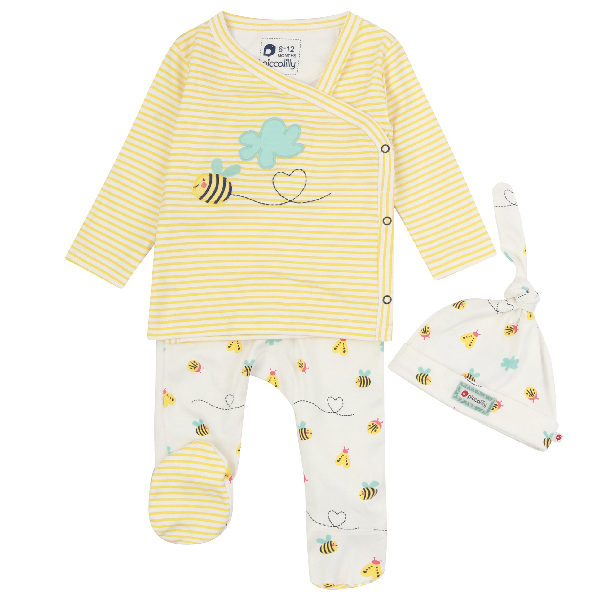 3 piece yellow and white bumblebee set 