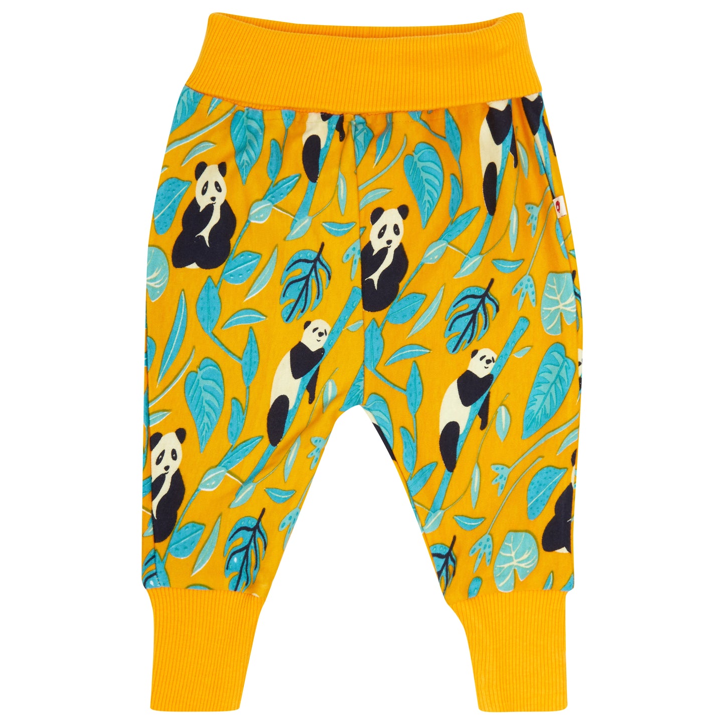 yellow panda print trousers for children 