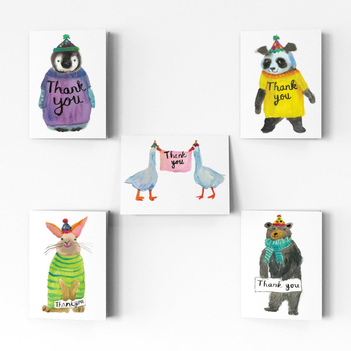 animal thank you card pack