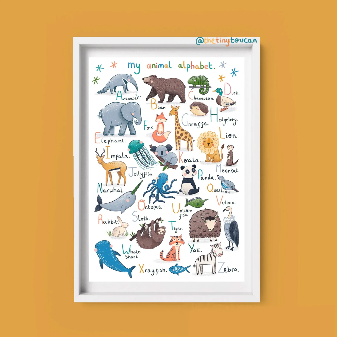 FRAMED Animal Alphabet A4 Print