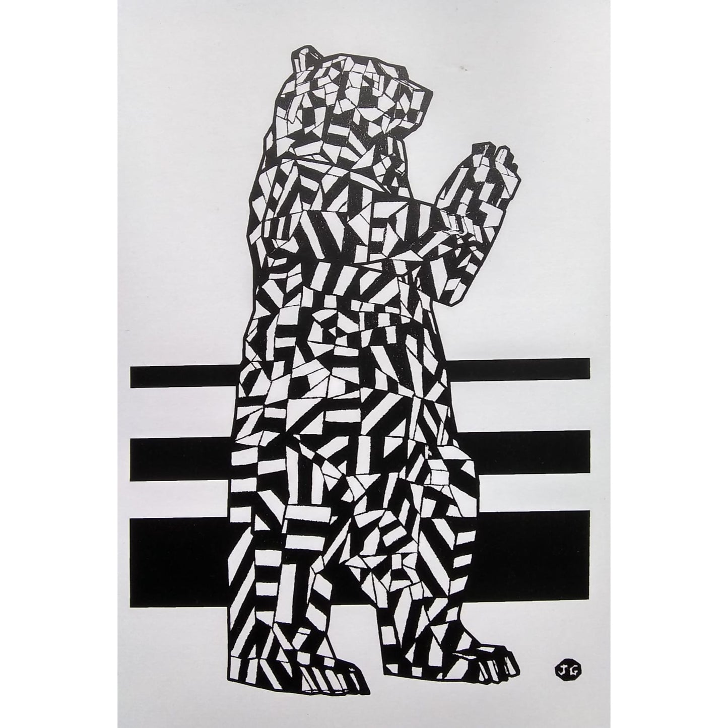 black and white geometric bear