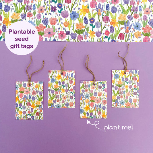 Seeded Spring Floral Gift Tag
