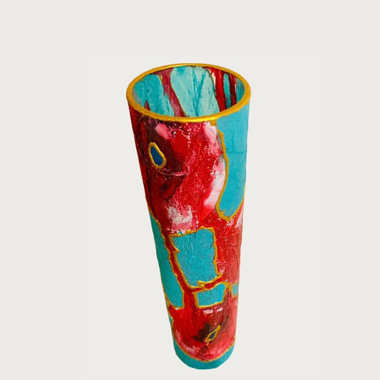 Red and Blue Long Vase