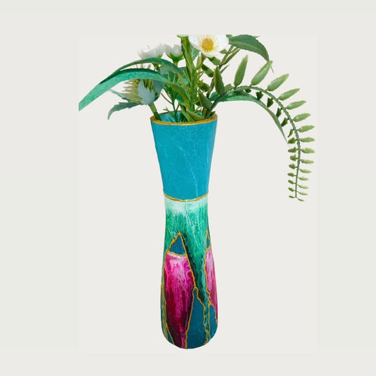Blue and Purple Lipped Long Vase