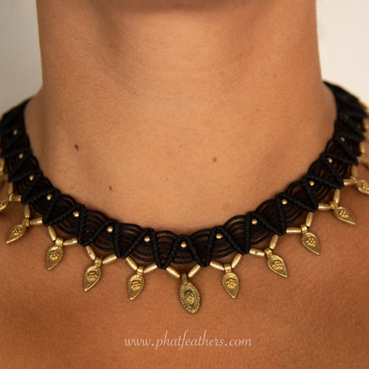 Macrame Choker Necklace - Black