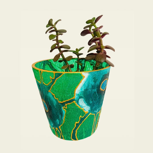 Green and Blue Plant Pot