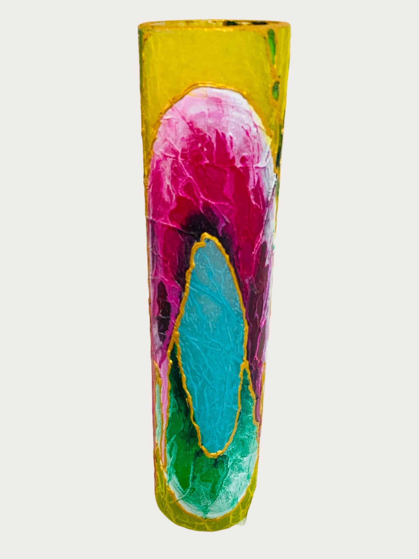 Yellow and Purple Long Vase