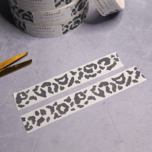 White Leopard Print Paper Tape