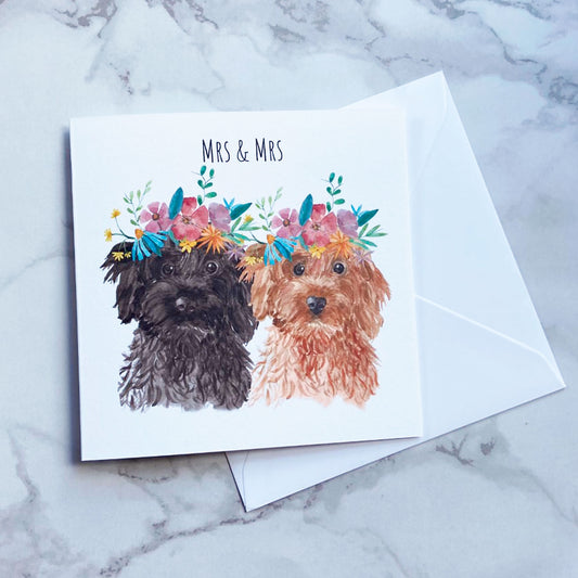 Mrs & Mrs Dog Card