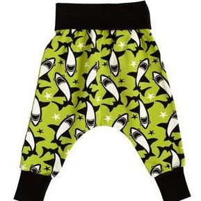 repeat shark print with green background black trim